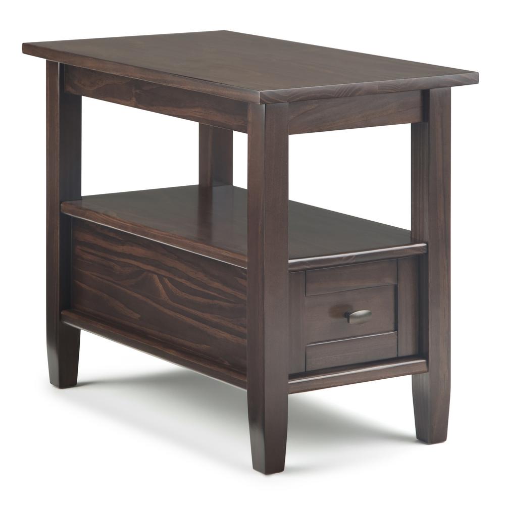 Simpli Home Warm Shaker Solid Wood 14 In Wide Rustic Narrow Side Table In Tobacco Brown Axcwsh011 Tb The Home Depot