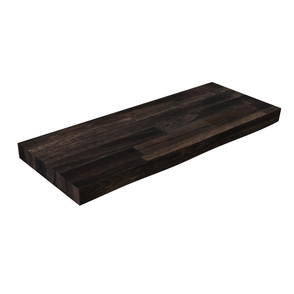 Interbuild 2 Ft L X 10 In D X 15 In T Live Edge Butcher Block Bar Countertop In Espresso 