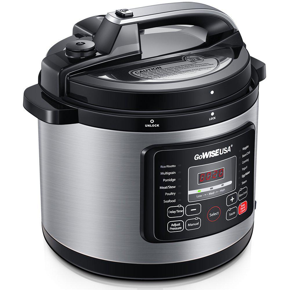 GoWISE USA 10 Qt. Stainless Steel Electric Pressure Cooker with Built