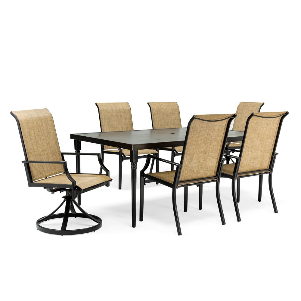 La Z Boy Addyson 7 Piece Sling Outdoor Dining Set With Burlap