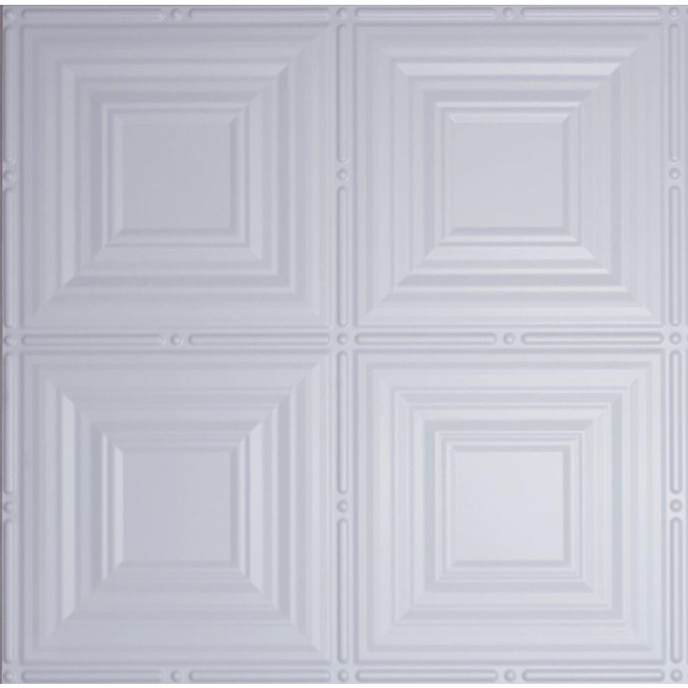 Global Specialty Products Dimensions 2 Ft X 2 Ft Matte White Lay In Tin Ceiling Tile For T Grid Systems