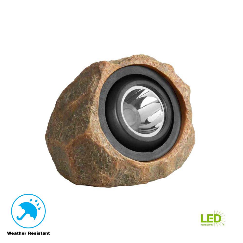 Hampton Bay 1 Light Solar Outdoor Integrated Led Rock Spot