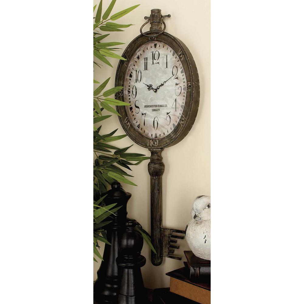 38 in. x 12 in. London Inspired Skeleton Key Wall Clock53309 The