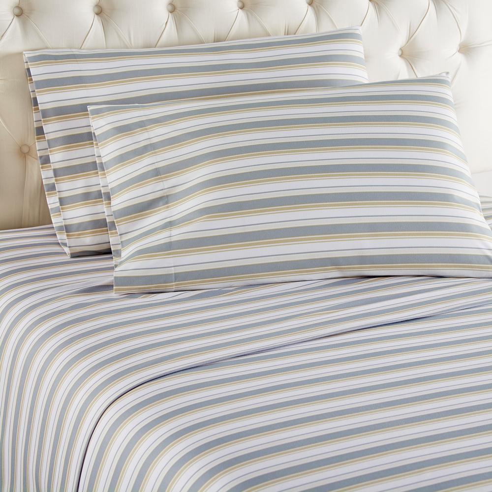 Micro Flannel 4 Piece Metro Stripe Queen Printed Sheet Set Micro Flannel 4 Piece Metro Stripe Queen Printed Sheet Set Mfnssqnmet The Home Depot