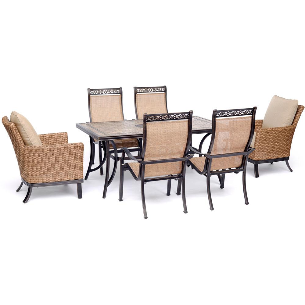 Hanover Monaco 7 Piece Aluminum Outdoor Dining Set With Tan