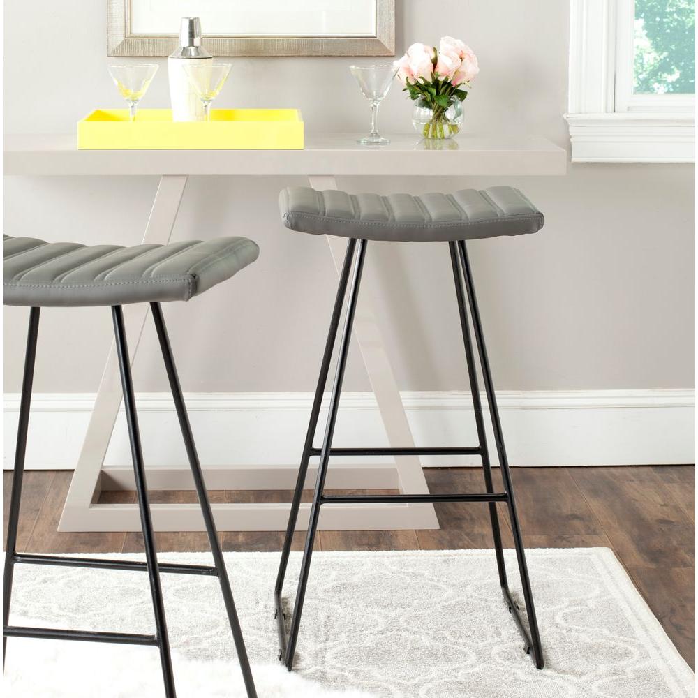 Safavieh Akito 30 in. Gray Cushioned Bar Stool (Set of 2)-FOX2010C-SET2