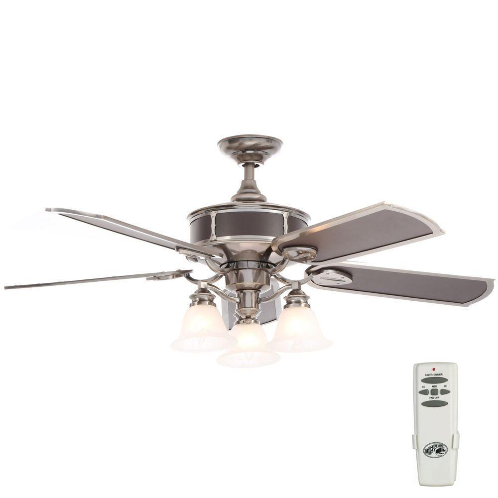 Hampton Bay Colonial Bamboo 52 in. Indoor Pewter Ceiling Fan with Light