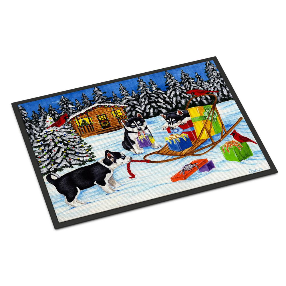 Caroline S Treasures 18 In X 27 In Indoor Outdoor Christmas Mush Siberian Husky Door Mat Amb1318mat The Home Depot