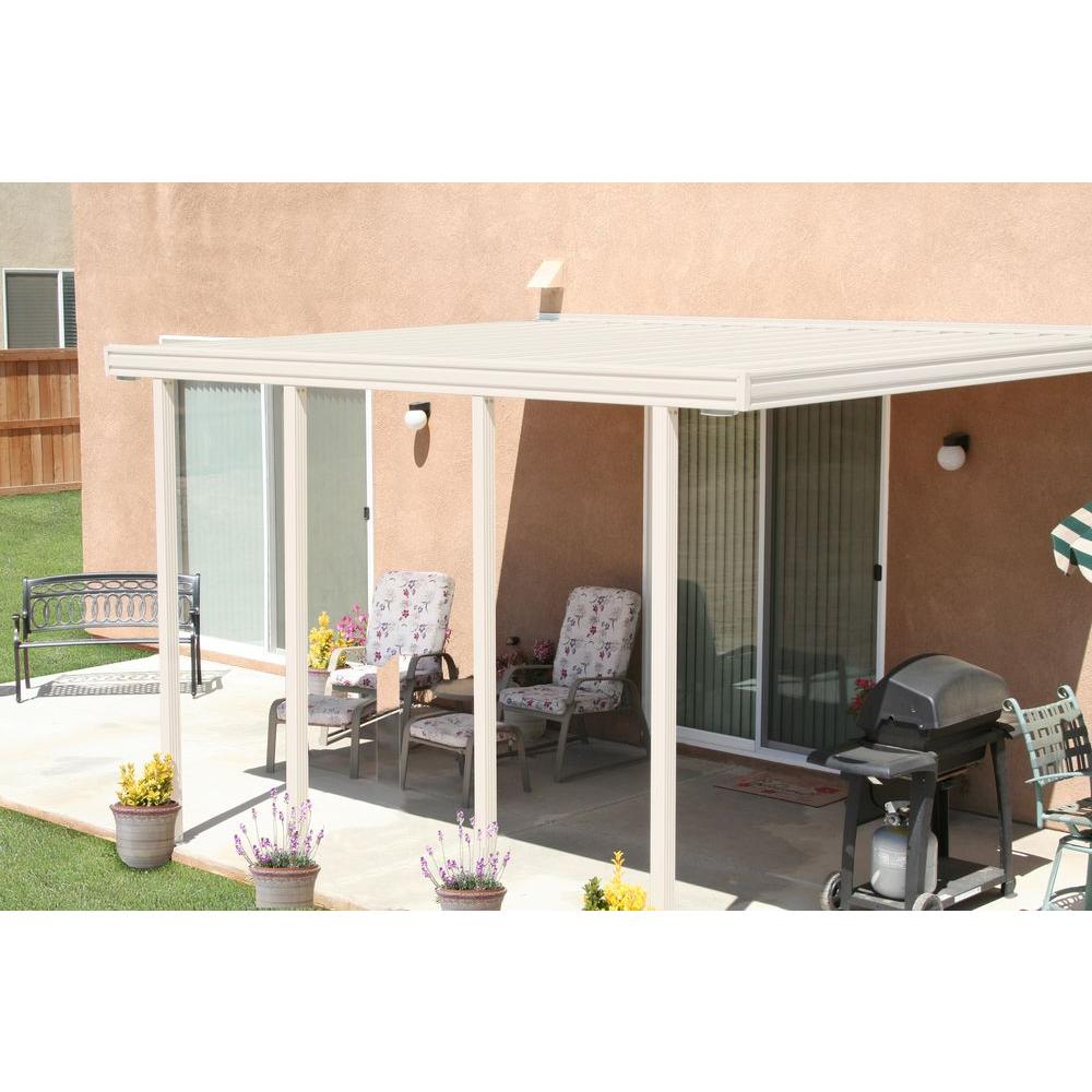 Wall Panels Included Patio Covers Sheds Garages Outdoor Ivory Aluminum Attached Solid Patio Cover With 4 Posts