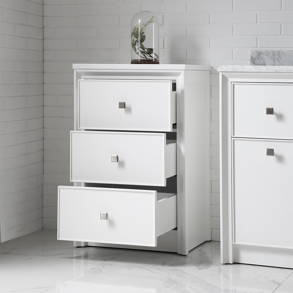 3 Drawer Small Side Cabinet White Vanity Freestanding ...