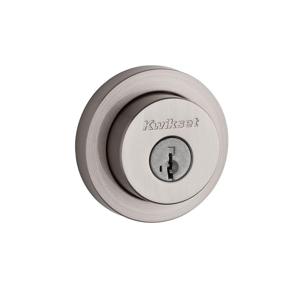 UPC 883351496476 product image for Kwikset 158 Round Contemporary Single Cylinder Satin Nickel Deadbolt Featuring S | upcitemdb.com