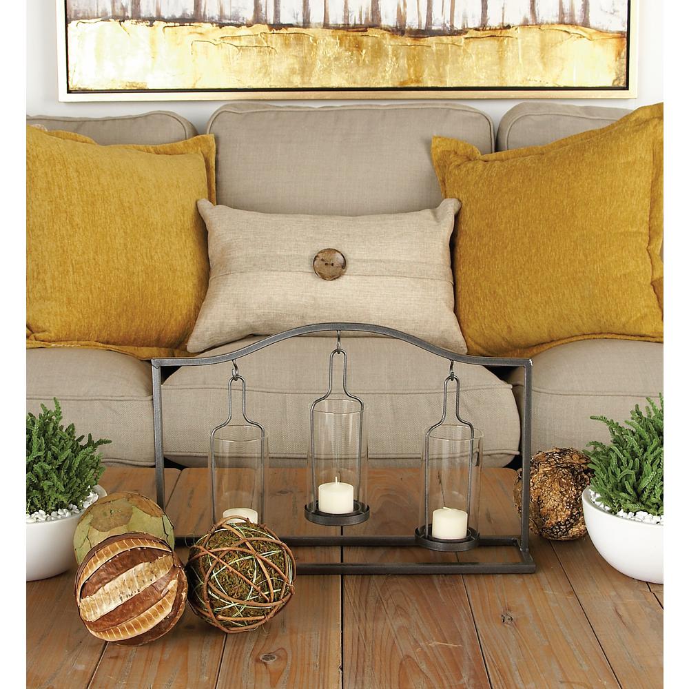 16 in. Smoked Black Cylindrical Glass Baluster Candle Holder24682