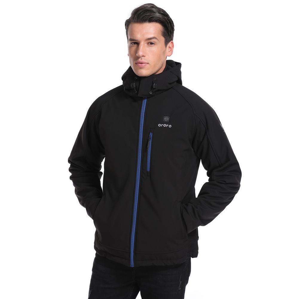 ororo men's soft shell heated jacket with detachable hood and battery pack