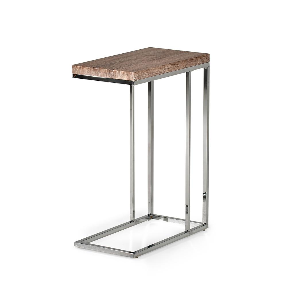 Lucia Brown Chairside End Table With Chrome Base