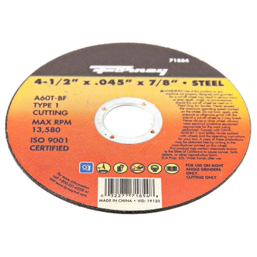 Aluminum Oxide Metal Cut-Off Wheel 1//16 in x 7//8 in Forney 6 in 1 pc.