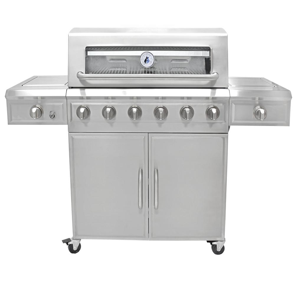 3 Embers 6 Burner Stainless Steel Dual Fuel Propane Gas Grill Gas9675af The Home Depot