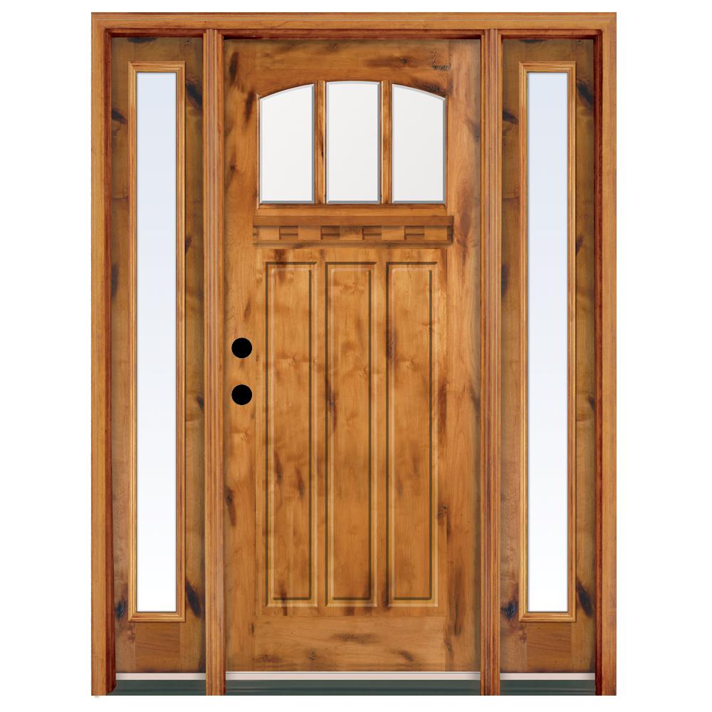 Steves Sons 60 In X 80 In Craftsman 3 Lite Arch Stained Knotty