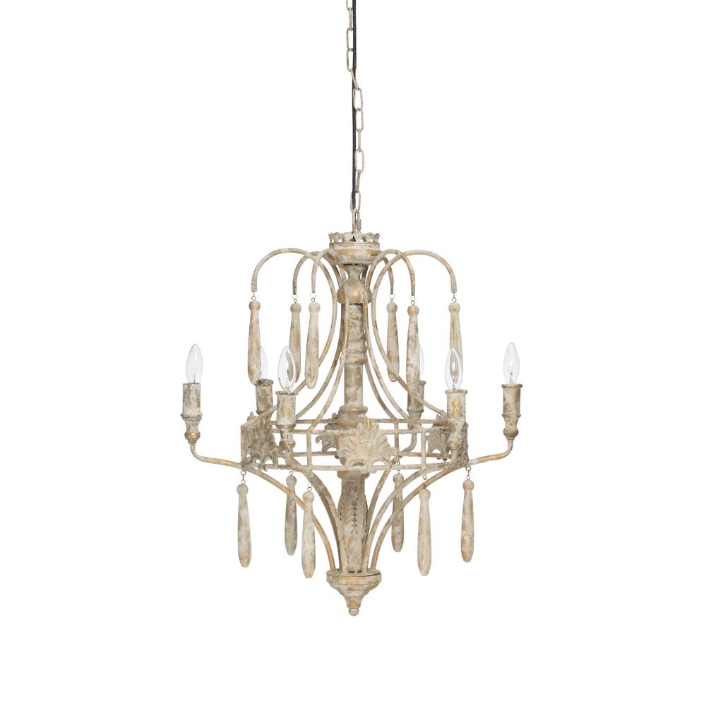 3r Studios 6 Light Off White Vintage Reproduction Chandelier 3r Studios 6 Light Off White Vintage
