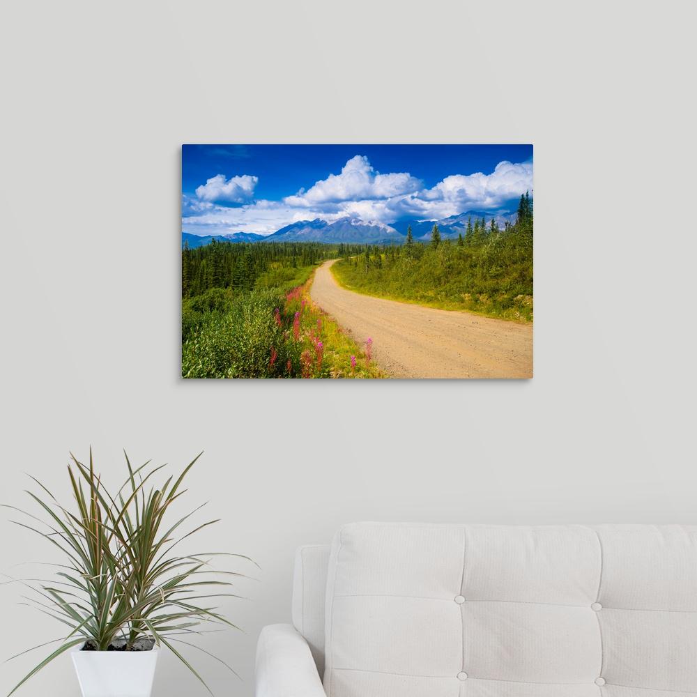 Greatbigcanvas 24 In X 16 Dirt Road Crosses Through Scenic Dirt Road Crosses Through Scenic Alaska