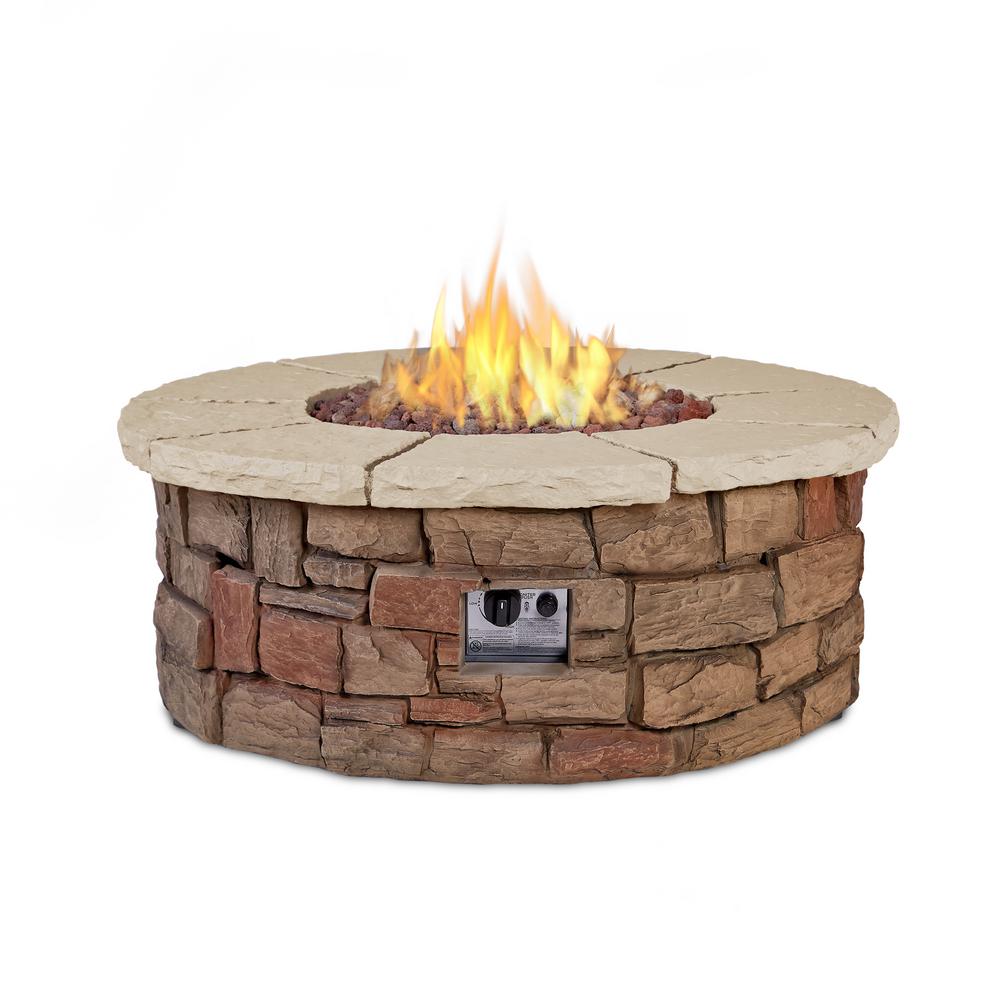 Real Flame Sedona 43 In X 17 In Round Fiber Concrete Propane