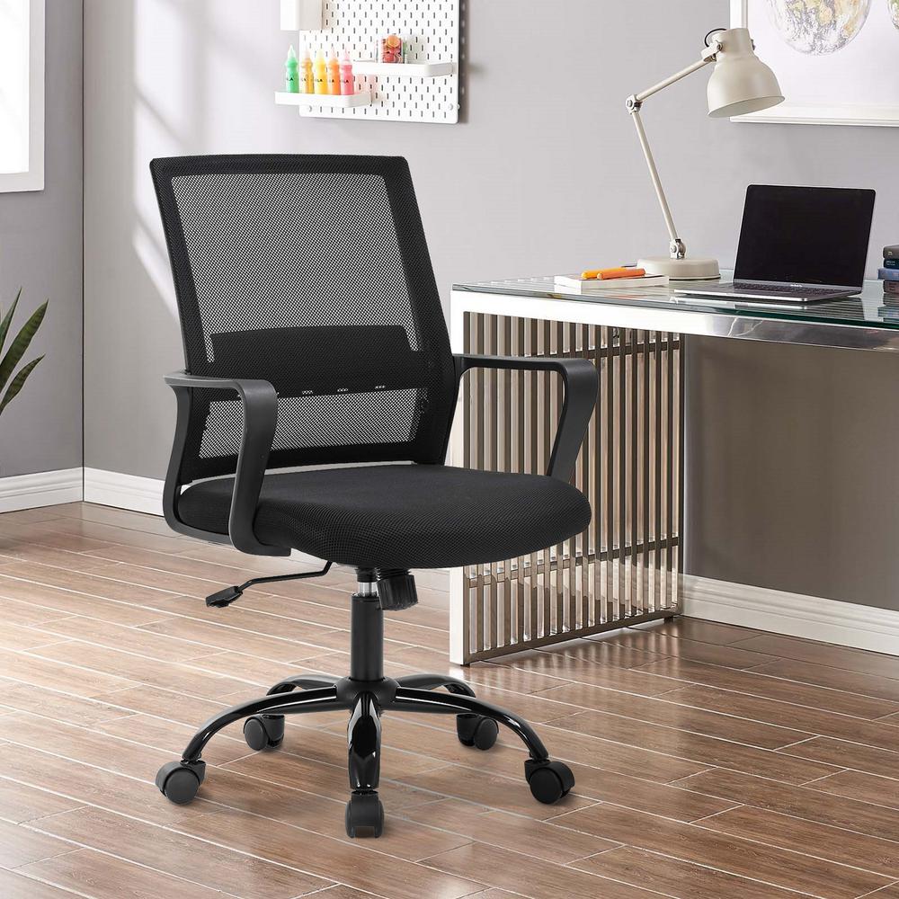 Boyel Living Black Mesh Office Chair Computer Desk Task Chair Adjustable Armrest Ergonomic Design For Back Lumbar Support Chair Oc Mc735 Black The Home Depot