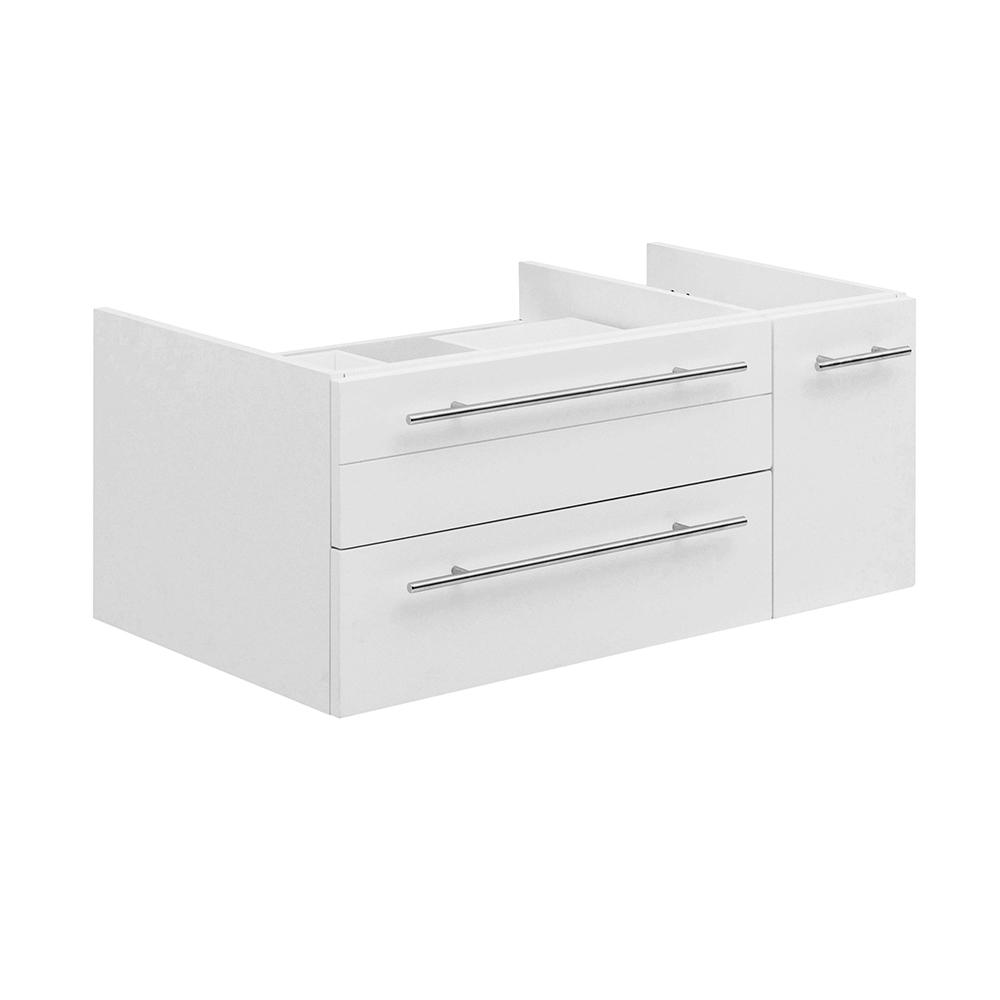 Fresca Lucera 36 In W Wall Hung Vessel Sink Bath Vanity Cabinet Only In White