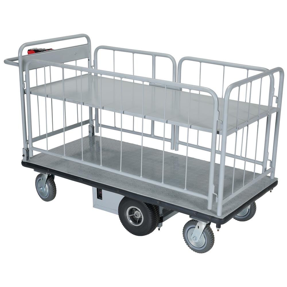 Vestil 28 in. x 60 in. Electric Material Handling Cart With Side Carts