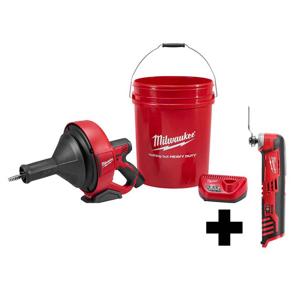 Milwaukee M12 12Volt LithiumIon Cordless Auger Snake Drain Cleaning