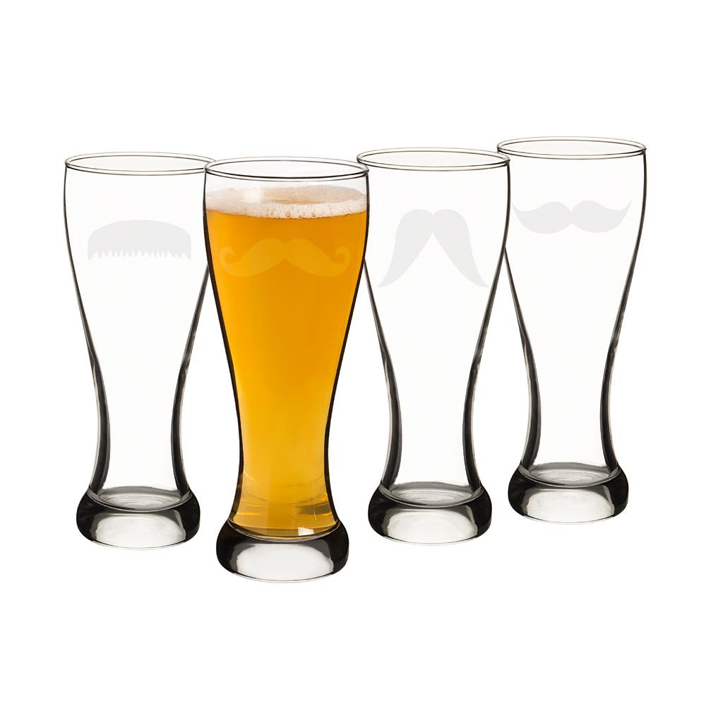 Gentleman's Mustache 20 oz. Pilsner Glasses