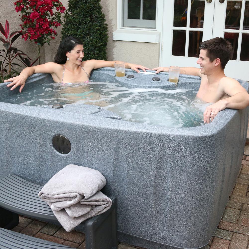 Hot Tubs Home Saunas The Depot Select 150 4 Person Plug And Play Hot Tub With 12 Stainless Jets Led