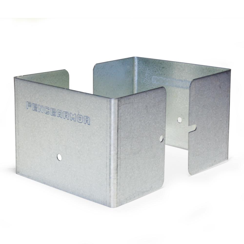 Fence Armor Galvanized Steel Fence Post Guard 4 in. L x 4 in. W x 3 in