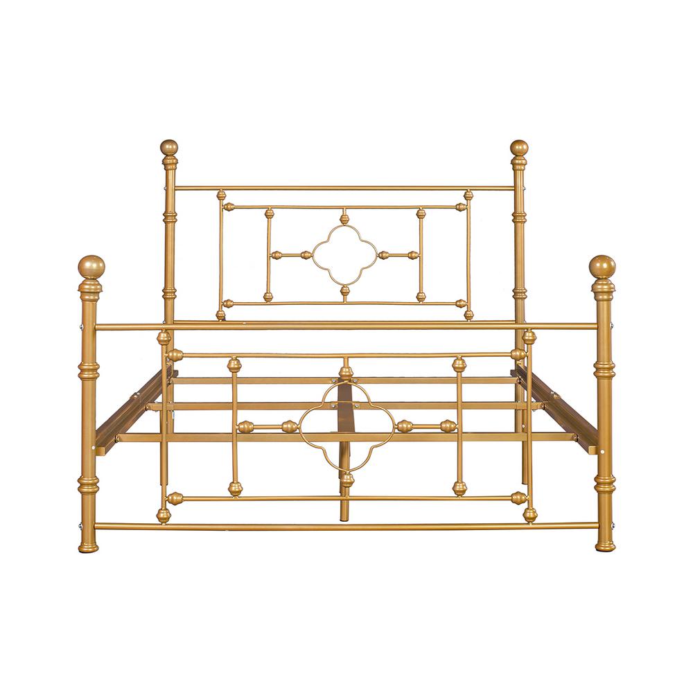 Sumyeg Graceful Full Gold Queen Size Bed Frame Metal Platform Bed With Headboard Rayjon Rayjon 