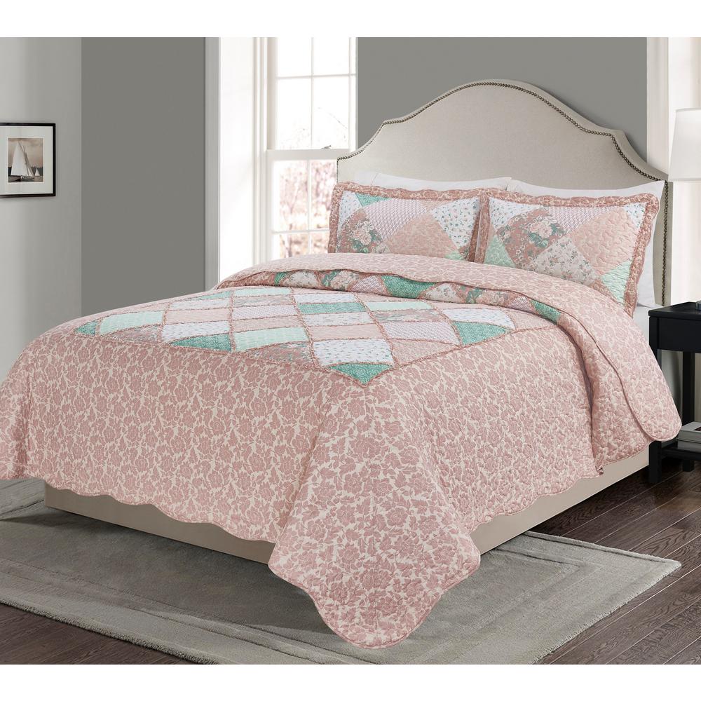 Home Mhf Home Allison Reversible 3Piece Blush and Cream Full