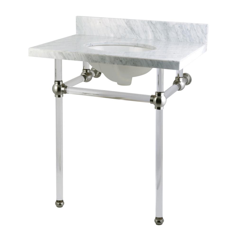 Kingston Brass Washstand 30 in. Console Table in Carrara White with