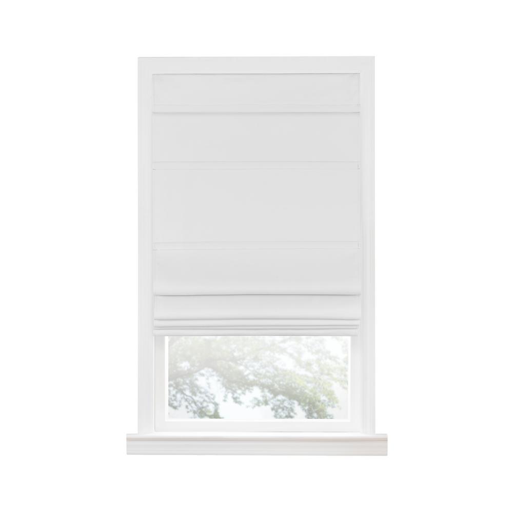 ACHIM Florence White Cordless Blackout Pleated Polyester Roman Shades