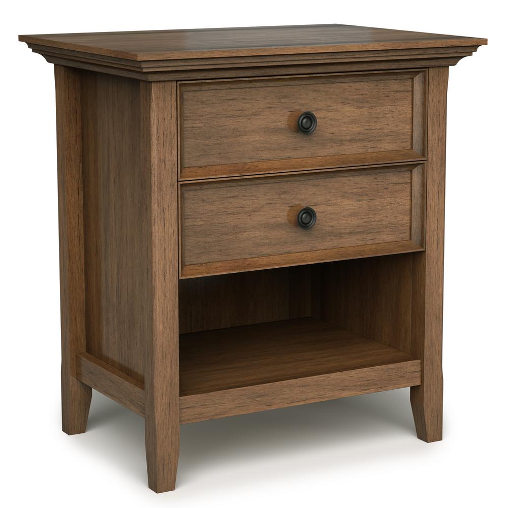 Simpli Home Carlton 2 Drawer Solid Wood 24 In Wide Contemporary