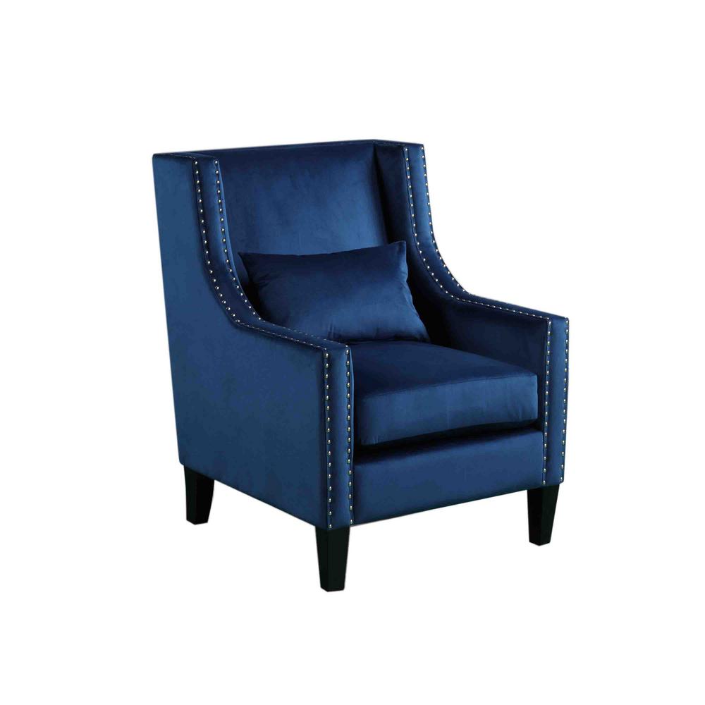 Best Master Furniture Lucas Blue Velvet Accent Chair with