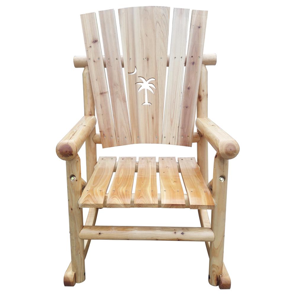 Leigh Country Aspen Wood Outdoor Palmetto Rocking Chair Tx 95106