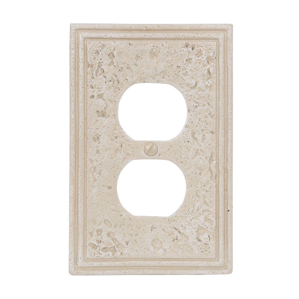 Amerelle Texture Stone 1 Duplex Wall Plate Almond8349DA The Home Depot