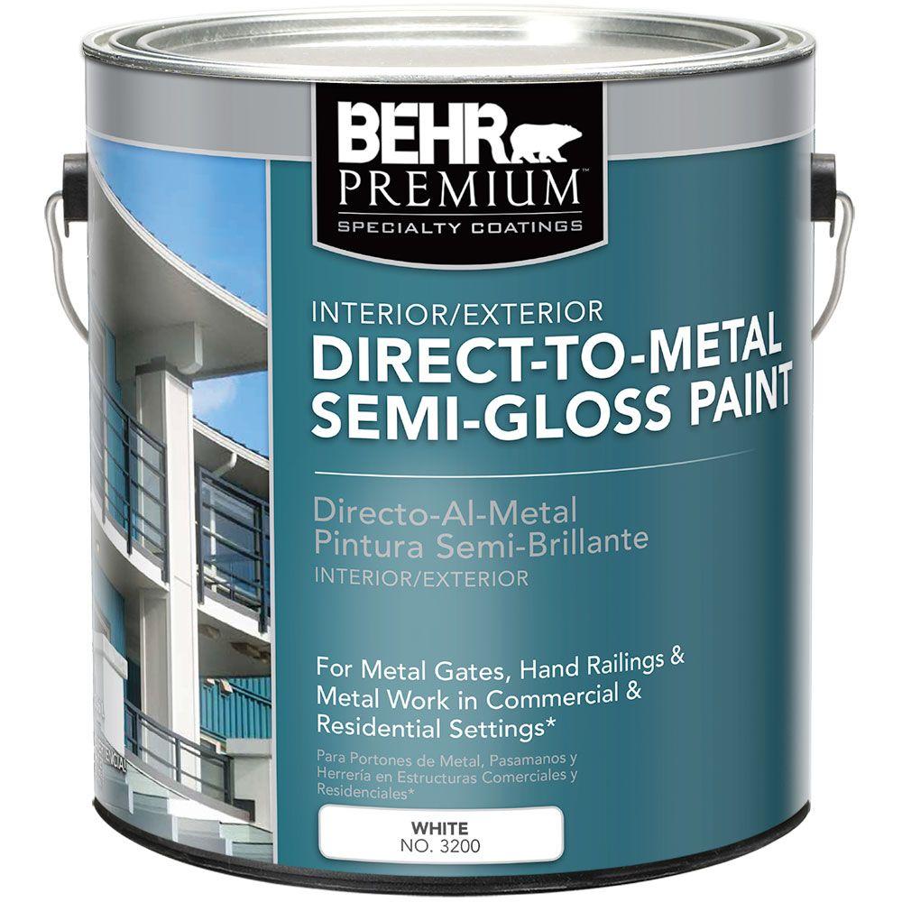 BEHR Premium 1 gal. White SemiGloss Direct to Metal Interior\/Exterior Paint320001  The Home Depot