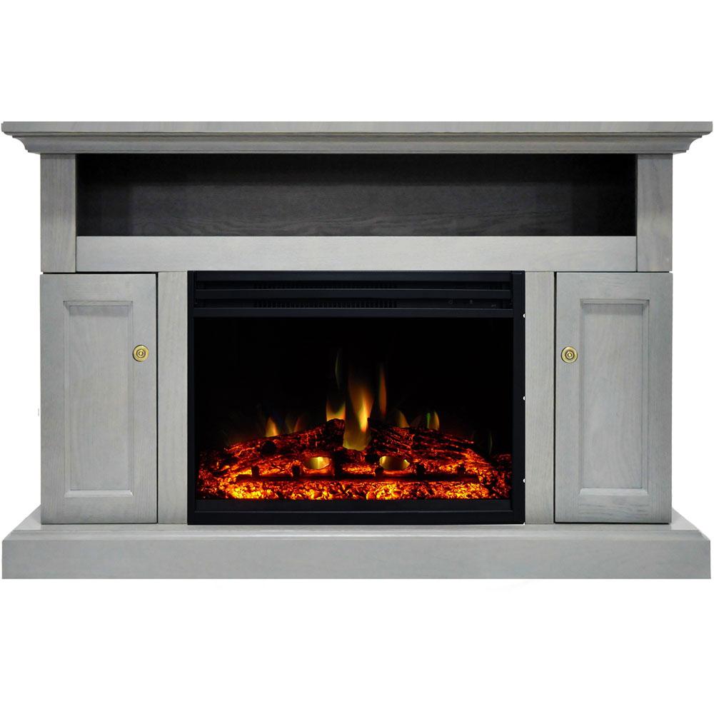 Cambridge Soro 47 In Electric Fireplace Heater Tv Stand Gray With Enhanced Log Display And Remote Control