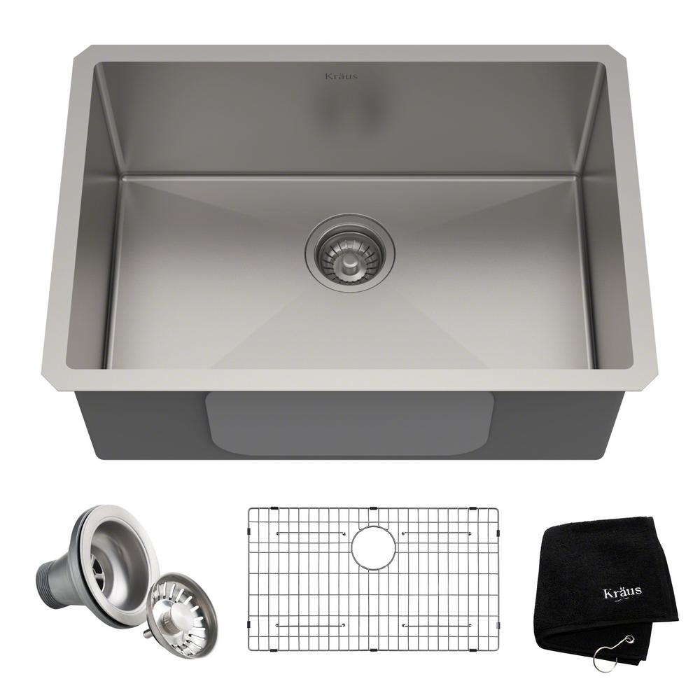 Kraus Standart Pro Undermount Stainless Steel 26 In Single Bowl Kitchen Sink