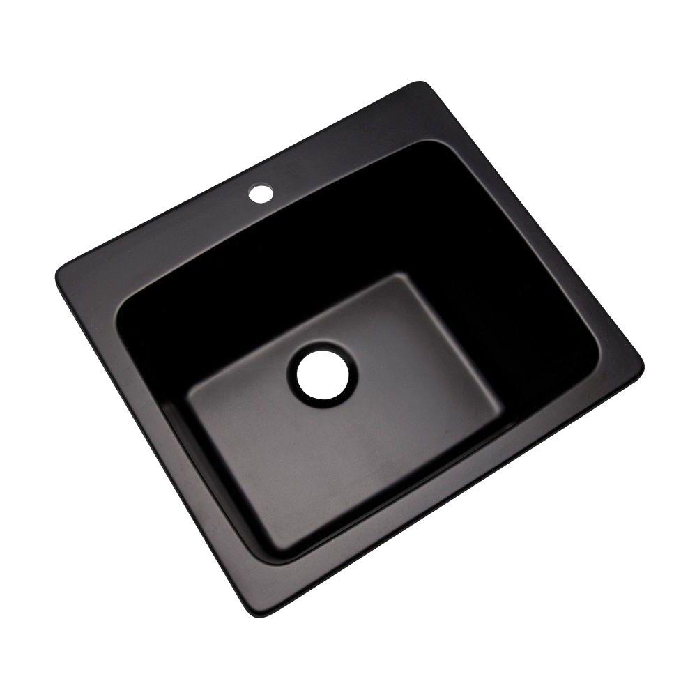Mont Blanc Wakefield Natural Stone Dual Mount Granite Composite 25 In 1 Hole Utility Single Bowl Sink In Black 32199nsc The Home Depot