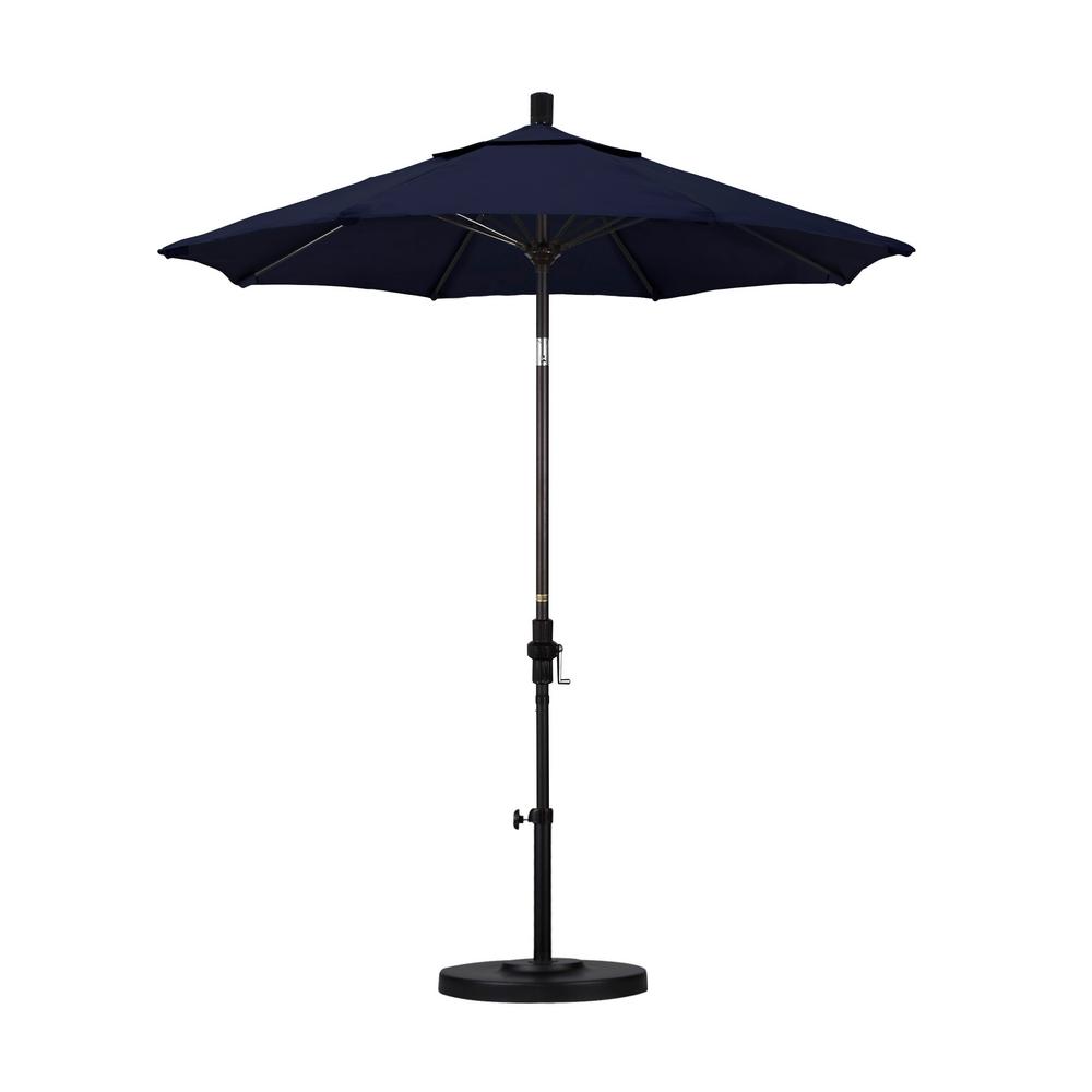 California Umbrella 7 1 2 Ft Fiberglass Collar Tilt Patio Umbrella In Navy Blue Olefin Gscuf758117 F09 The Home Depot