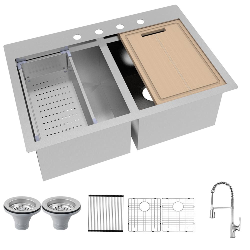 Glacier Bay All-in-One Drop-In Stainless Steel 33 in. 4 ...