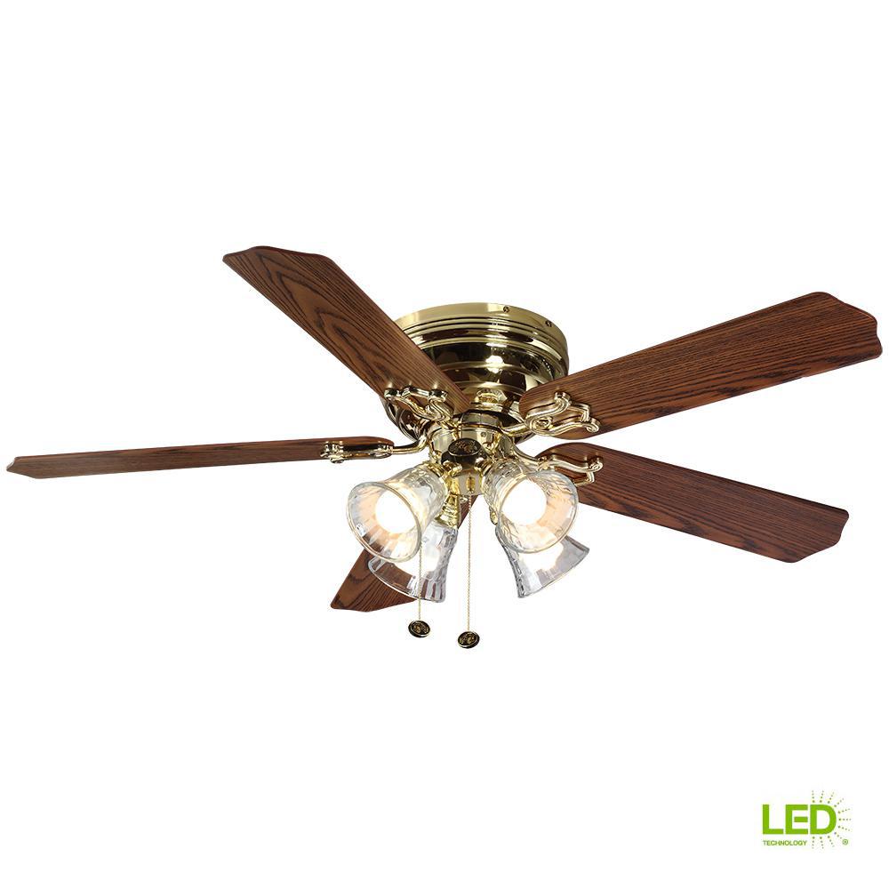 Hampton Bay Carriage House 52 In Led Indoor Polished Brass