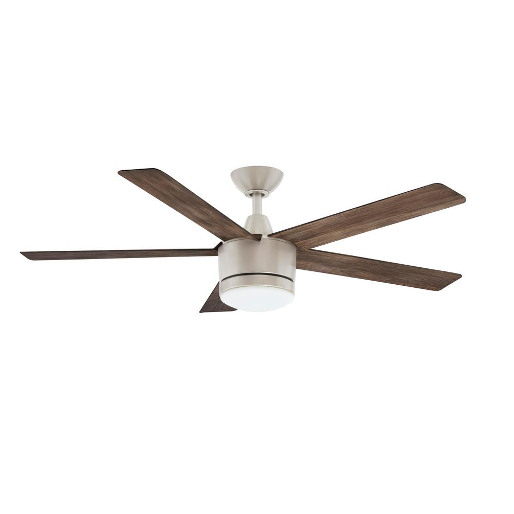 Home Decorators Collection Merwry 52 In Integrated Led Indoor Brushed Nickel Ceiling Fan With Light Kit And Remote Control Sw1422 52in Bn The Home Depot