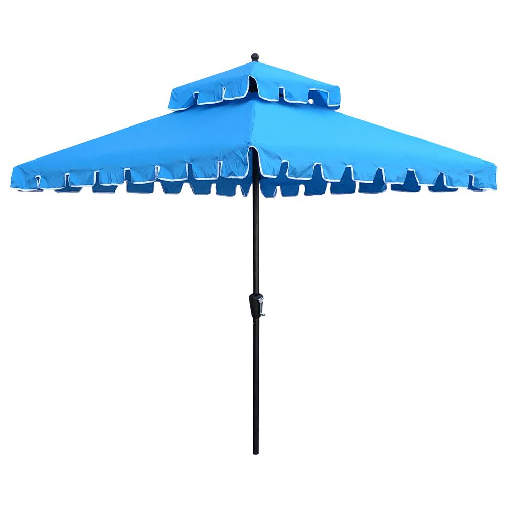 Maypex 7 ft. Steel Market Square Scallop with Crank Patio Umbrella in