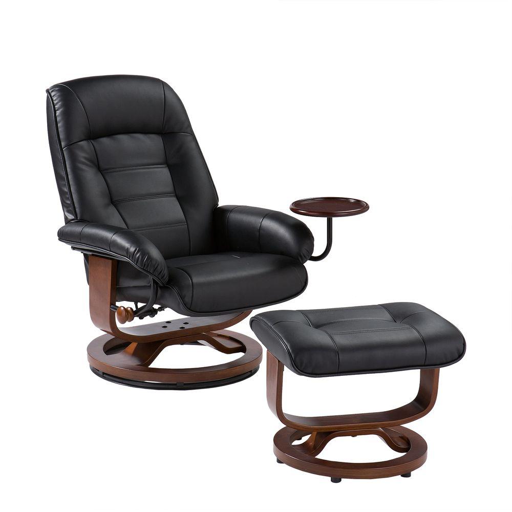 Unbranded Black Leather Reclining Chair With Ottoman Up1303rc The Home Depot