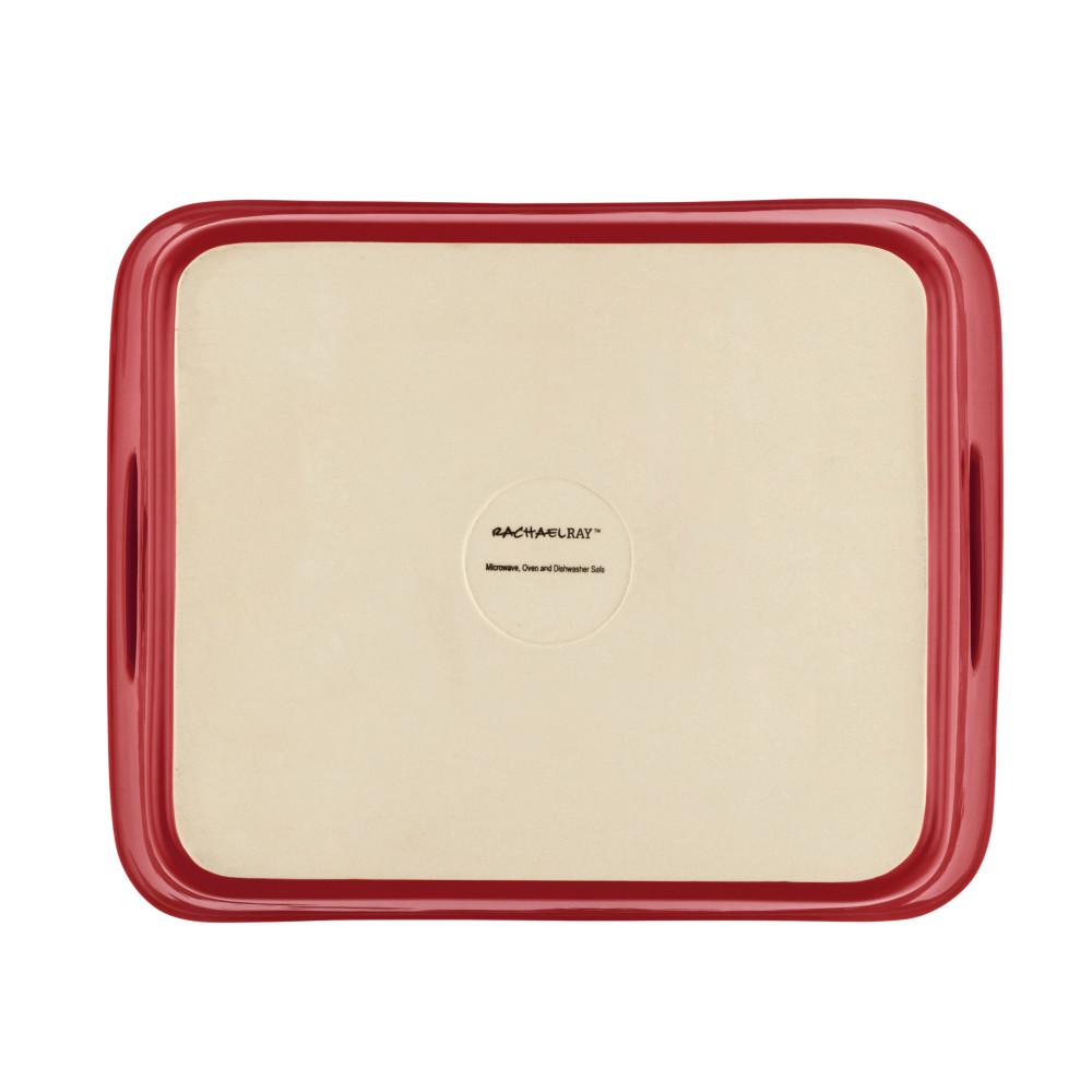 Rachael Ray Stoneware 9-Inch by 13-Inch Rectangular Lasagna Lover Pan Red 55052